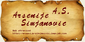Arsenije Simjanović vizit kartica